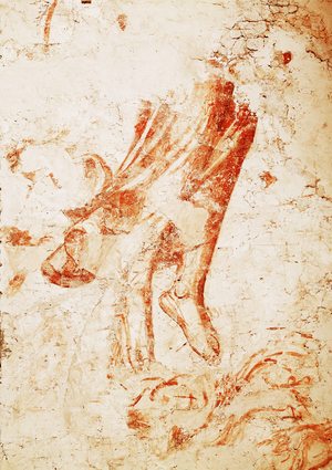 Sinopia showing an angel of death and a bishop … (fresco)
