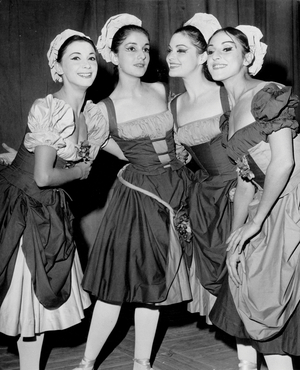 Alicia Alonso (Cuban Dancer) and Cuban Dancers during Rehearsal For 4Th International Dance Festival in Paris November 2, 1966 (b/w photo)