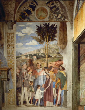 Lodovico Gonzaga awaits the return from Rome of his son, Cardinal Francesco Gonzaga (fresco)