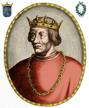 Louis X (1289-1316) french king in 1314-1316, engraving colourized document