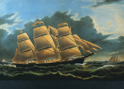 Clipper Ship, Dreadnought, off Tuskar Light, Currier and Ives, Lithograph, Circa 1856