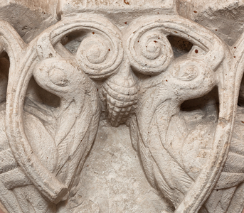 Bird with entwined necks, capital, 12th century (sculpture)