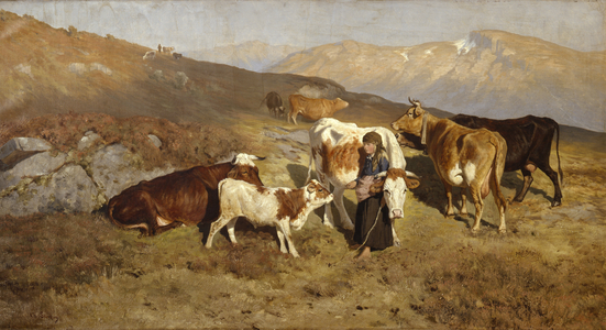 Home from the summer pasture (oil on canvas) 