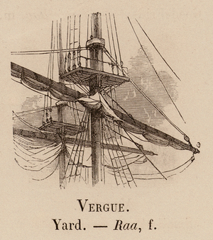 Le Vocabulaire Illustre: Vergue; Yard; Raa (engraving)