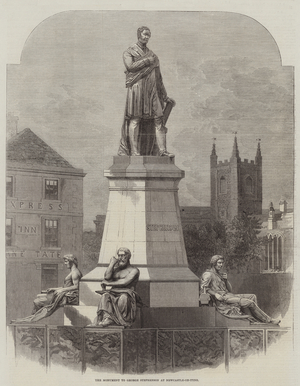 The Monument to George Stephenson at Newcastle-on-Tyne (engraving)