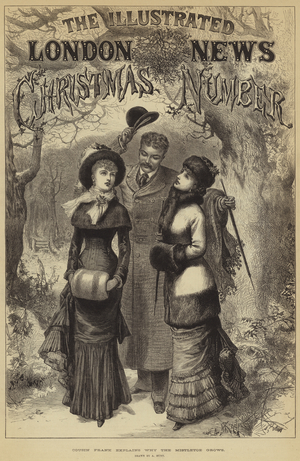 Cousin Frank explains why the Mistletoe grows (engraving)