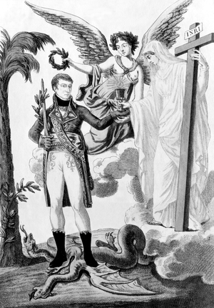 restoration of the catholic cult in France by Napoleon Bonaparte 1st Consul, at the time of the Concordate signed with pope PiusVII on july 15, 1801, during his Consulate. The government adopted it on april 8, 1802 it thus put an end to religious wars and conflicts which divided the French all along the-Revolution, engraving