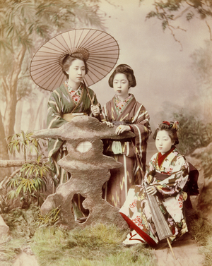 Girls Walking in c Garden