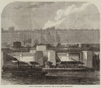 London Improvements, Hungerford Pier on the Thames Embankment (engraving)