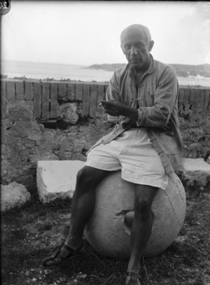 Pablo Picasso in Antibes, 1946 (b/w photo)
