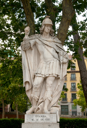 Wamba, King of the Visigoths, Statue by Alejandro Carnicero, Madrid, Spain, c.1750 (photo)