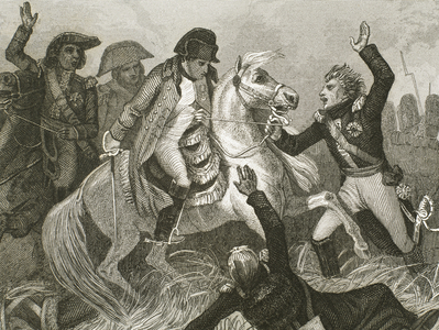 Napoleon Bonaparte (1769-1821),Battle of Waterloo, 18th June 1814 (engraving)