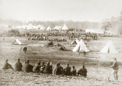Confederate prisoners captured at the battle of Fisher's Hill, Virginia, 1864 (b/w photo)