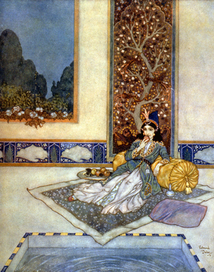 Scheherazade princess, illustration for the 1001 Arabian Nights 1911 (lithograph)