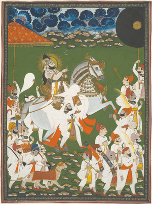 Maharana Bhim Singh in Procession, c.1820 (opaque w/c and gold on paper)