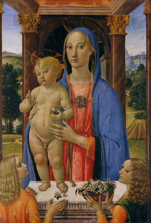 Madonna and Child with Angels, c.1480-2 (tempera and gold on wood)