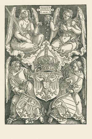 Allegory with the Coat of Arms of the Empire and of the City of Nuremberg, 1522 (woodcut)