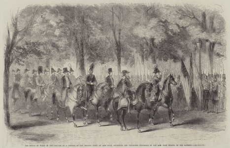 The Prince of Wales in the Uniform of a Colonel of the English Army, at New York, Reviewing the Volunteer Regiments of the New York Militia on the Battery (engraving)