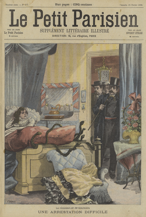 The difficult arrest of a snake charmer (colour litho)