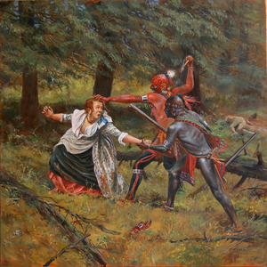 The Murder of Jane McCrea, 2018 (oil on board)