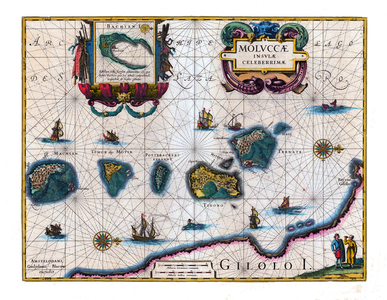Indonesia: Probably the first published map of The Maluku Islands (also known as the Moluccas, Moluccan Islands), Willem Blau, 1640