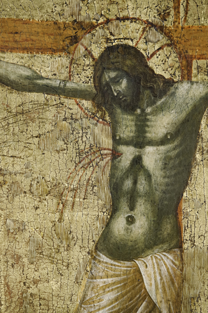 Christ, detail from 1630100 Polyptych of the Crucifixion with Saints, 1350-1355