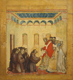 Le pape approuvant les statuts de l' ordre - The Pope approving the statutes of the Franciscan order …