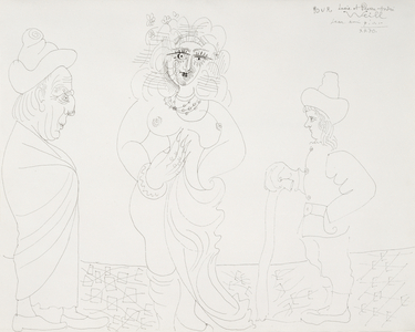 Odalisque Admired by an Old Man and a Youth, 1970 (pen and India ink on paper)