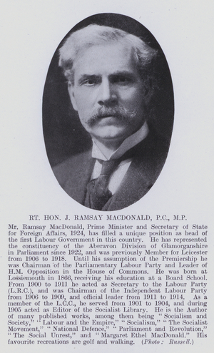 Rt Hon J Ramsay MacDonald, PC, MP (b/w photo)