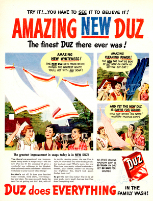 advert for Duz washing powder, published in american magazine, 50's