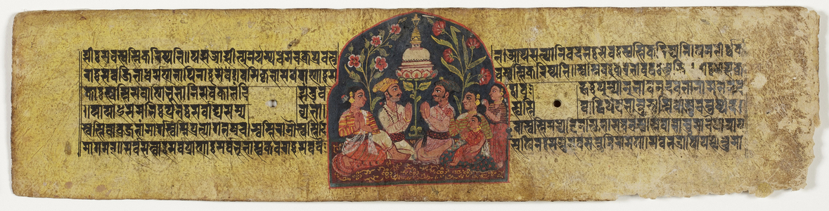 Worship of a stupa, 1659 (opaque w/c & ink on paper)
