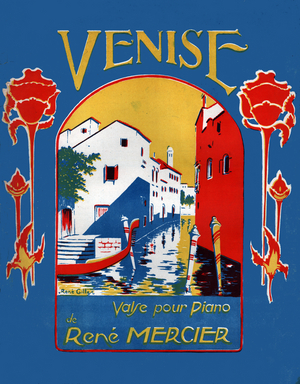 A canal in Venice. circa 1930 (illustration)