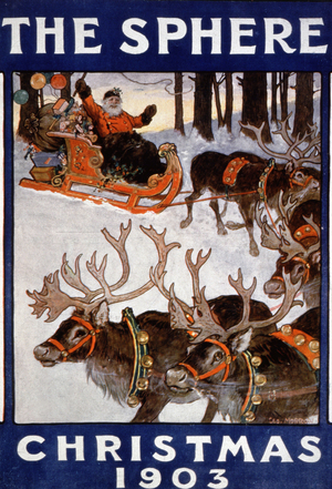 Santa Claus and his reindeer, 1903 (print)