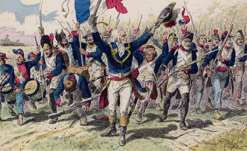 Battle of Valmy, 1792 (colour litho)