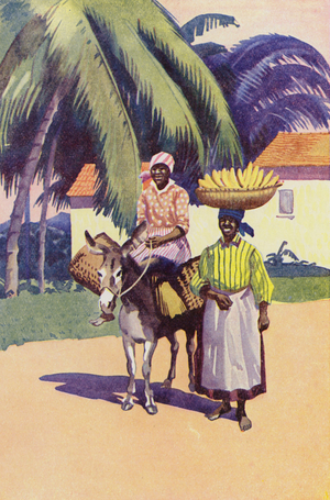 Going to Market, Jamaica (colour litho)