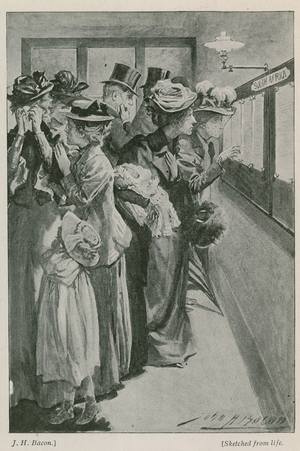 The casualty list at the War Office (litho)