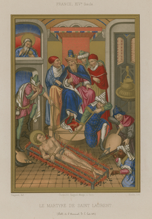 The martyrdom of Saint Lawrence (chromolitho)