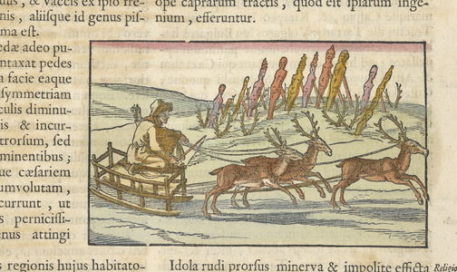 Maps. C.4.c.1, vol.2A man in a sledge being pulled by reindeer.Atlas maior. Geographia ...Joan BlaeuAmsterdam, 1662