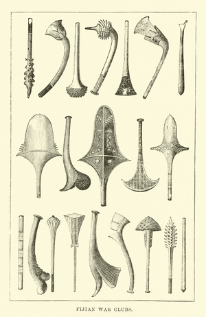 Fijian War Clubs (engraving)