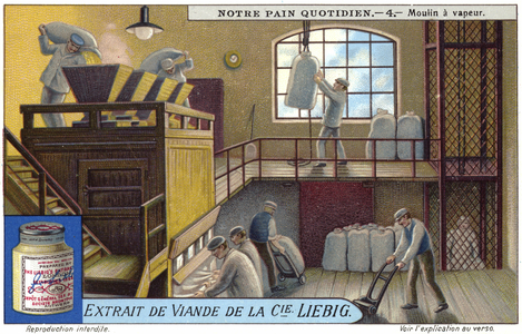Steam-powered flour mill (chromolitho)