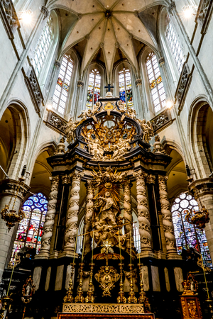 St James's catholic church, Antwerp, Belgium. Baroque altarpiece. (photo)