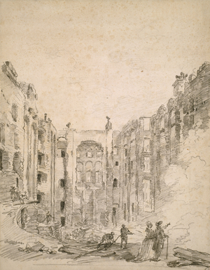 Ruins of the Opera After the Fire of 1781, 1781 (black chalk on ivory laid paper)