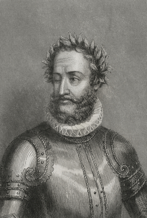 Luis Vaz de Camoes, Portuguese writer and poet, portrait, 1856 (engraving)