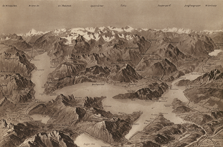 Vierwaldstattersee; Lake of IV Cantons (b/w photo)