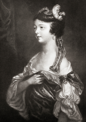 Lady Charlotte Fitzwilliam, later known as Lady Dundas, 1746 to 1833.  English socialite and wife of Thomas Dundas, 1st Baron Dundas.  Illustration from the book The Connoisseur Illustrated published 1904.