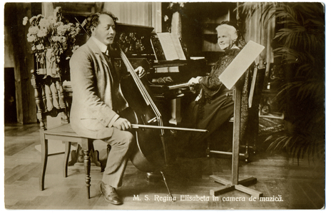 History. Romania. Carmen Sylva, Queen Elisbath of Romania, playing piano. Photo, Romania, c.1905-10.