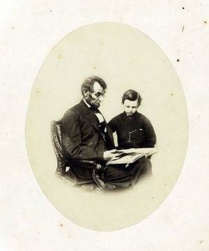 Abraham Lincoln with his son, Tad, 1864