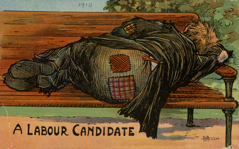 A Labour candidate, 1910 (colour litho)