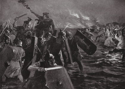 The Roman Attack on Anglesea (litho)