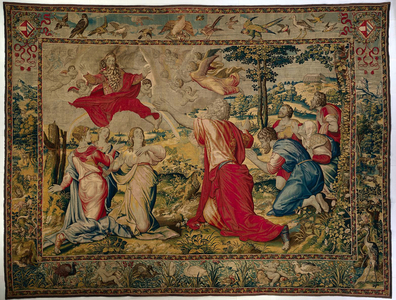Religion: 'God's Covenant with Noah' - a tapestry by Willem de Pannemaker, c.1570.